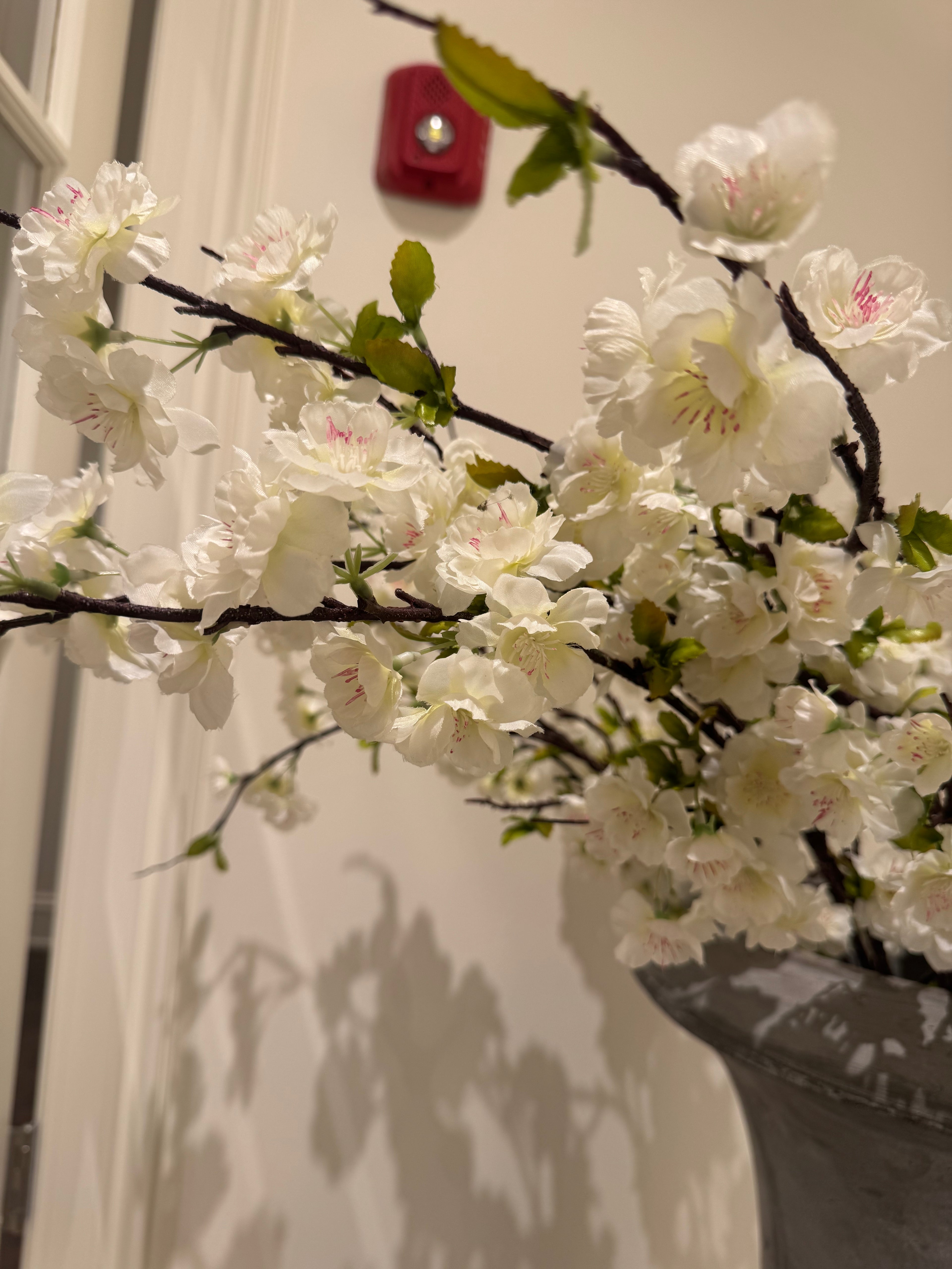 Faux White Cherry Blossom Stems 50" L