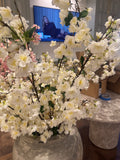 Faux White Cherry Blossom Stems 60"